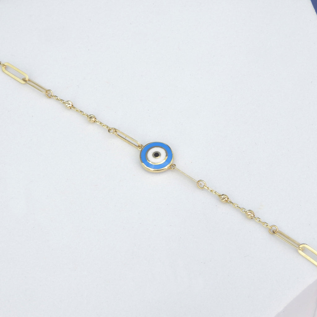 14KT Yellow Gold Evil Eye Bracelet