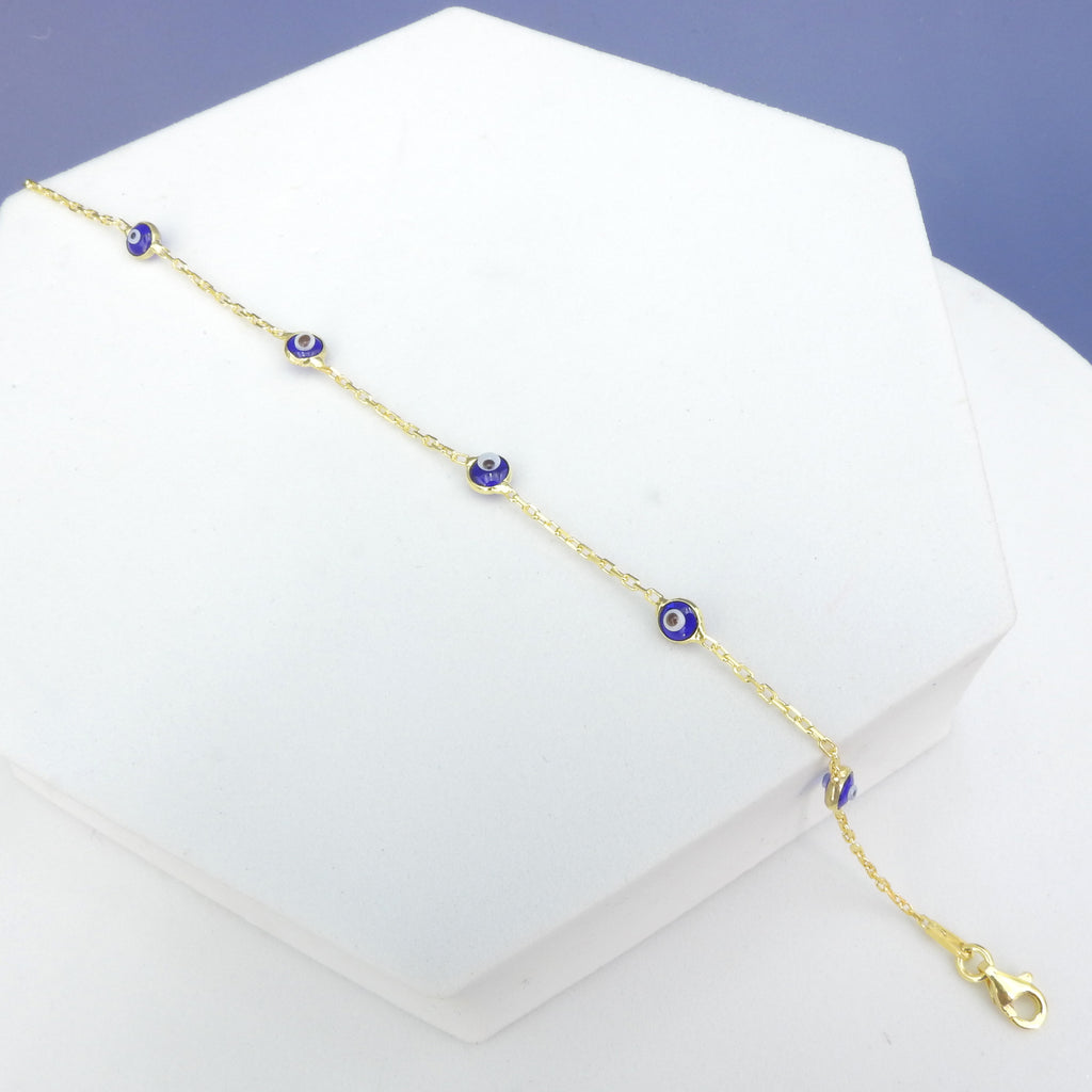Sterling Silver Gold Vermeil Evil Eye Bracelet