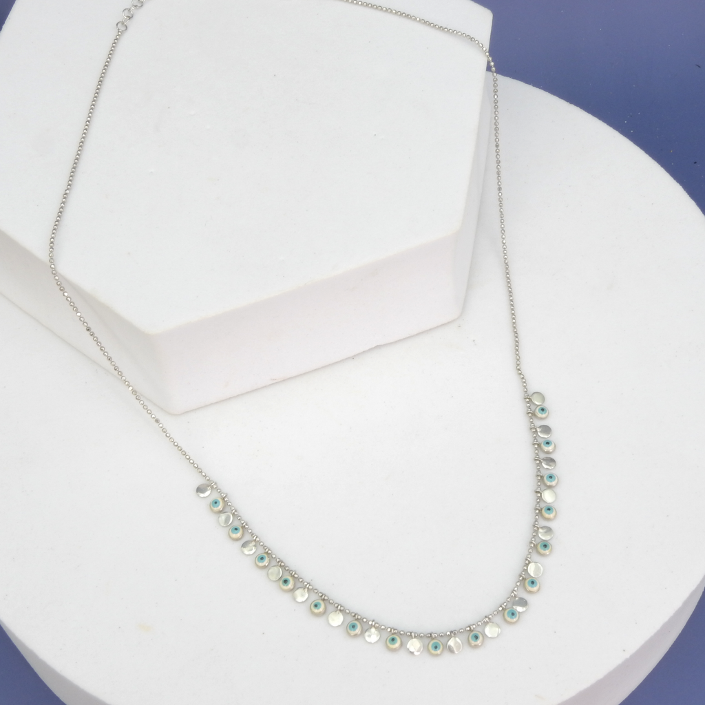 Sterling Silver Tiny Evil Eye Dangle Necklace