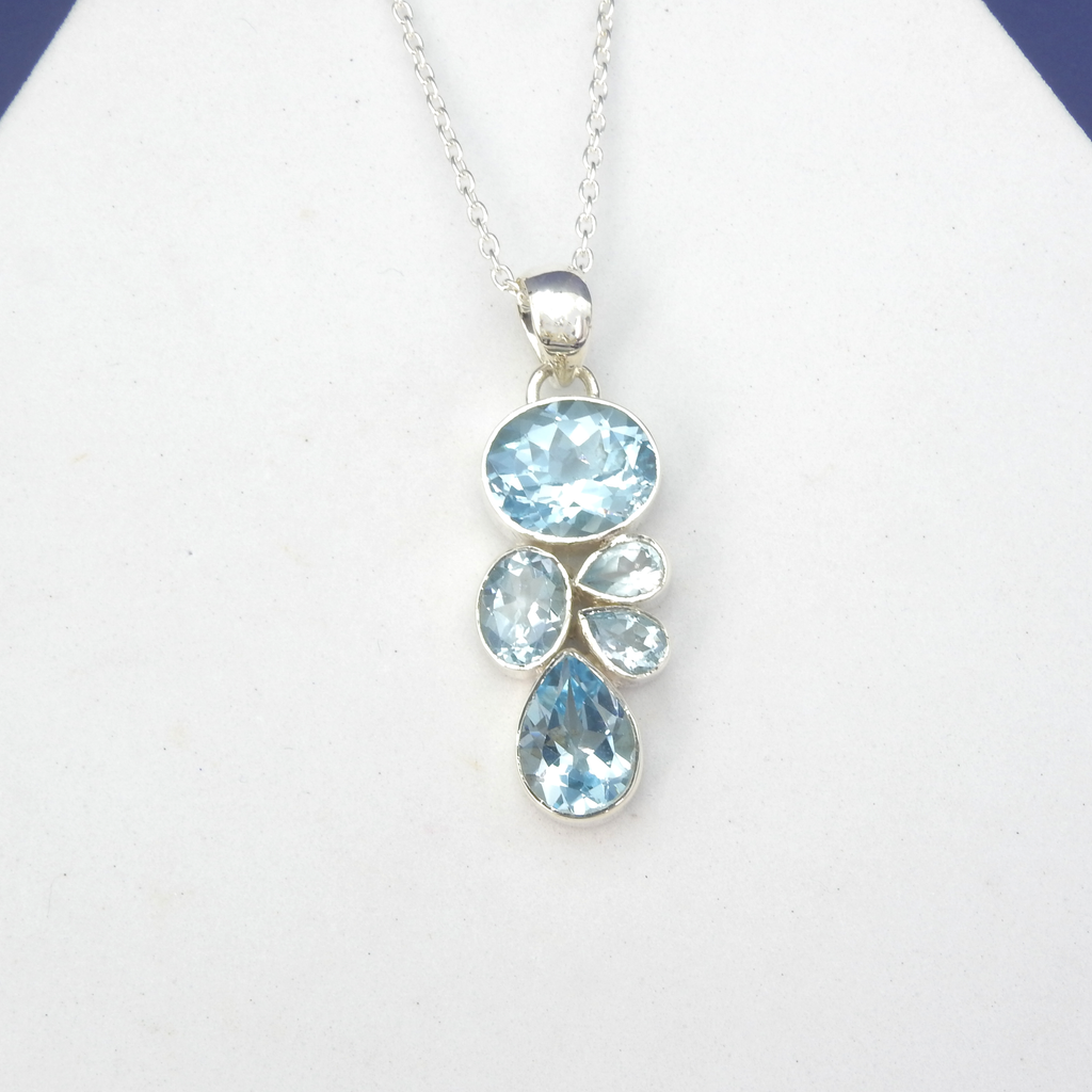 Sterling Silver Faceted Blue Topaz Pendant