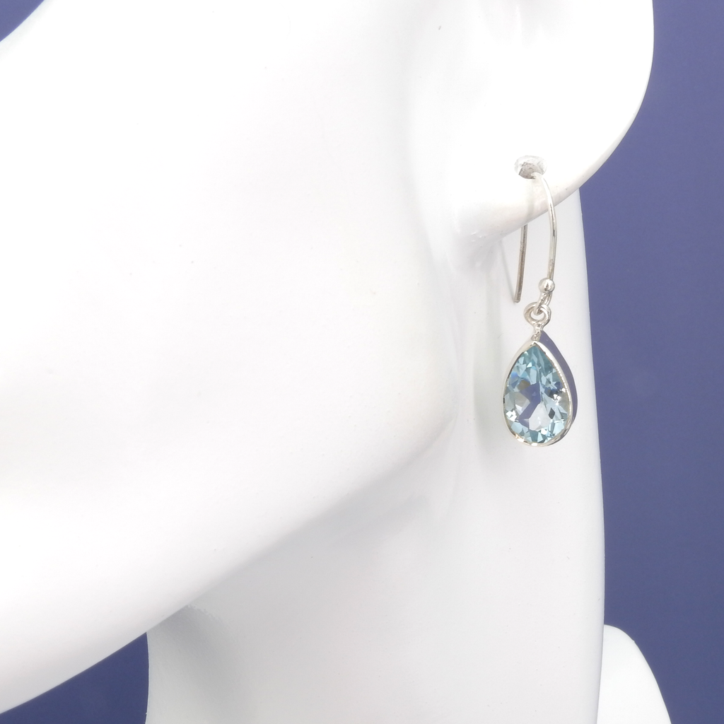 Sterling Silver Blue Topaz Dangle Earrings