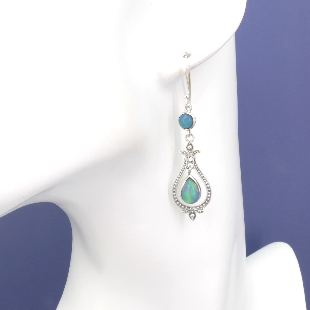 Sterling Silver Ethiopian Opal Dangle Earrings