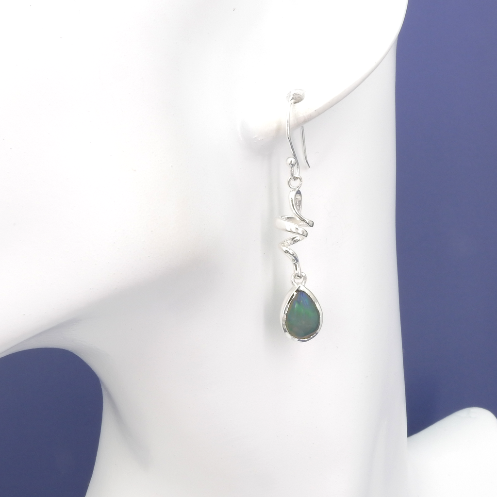 Sterling Silver Ethiopian Opal Twist Earrings