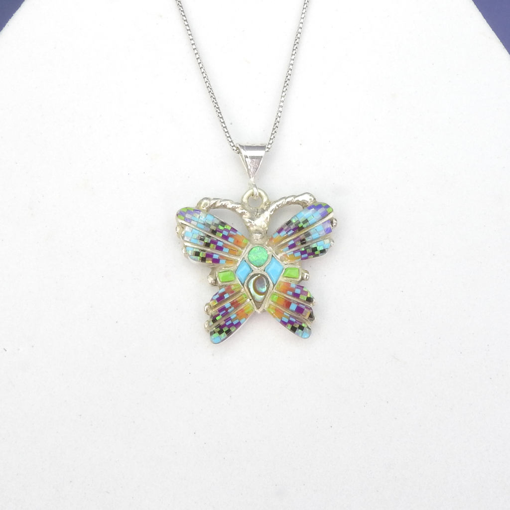 Sterling Silver Butterfly Inlay Pendant