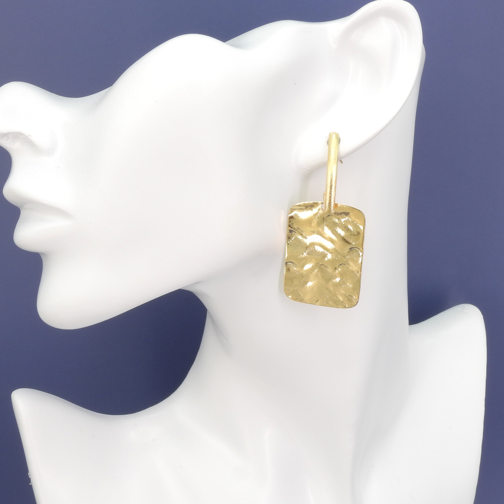 18KT Gold Plated Large Rectangle Dangle Earrings