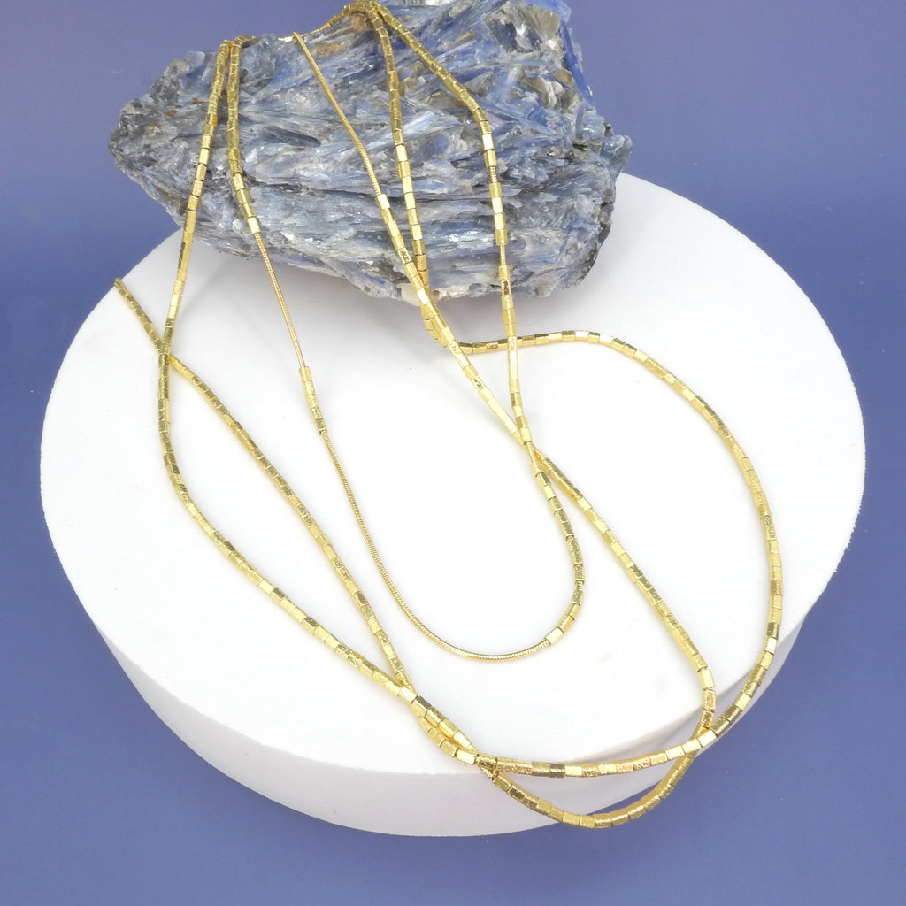 60" Long Gold Plated Beaded Necklace