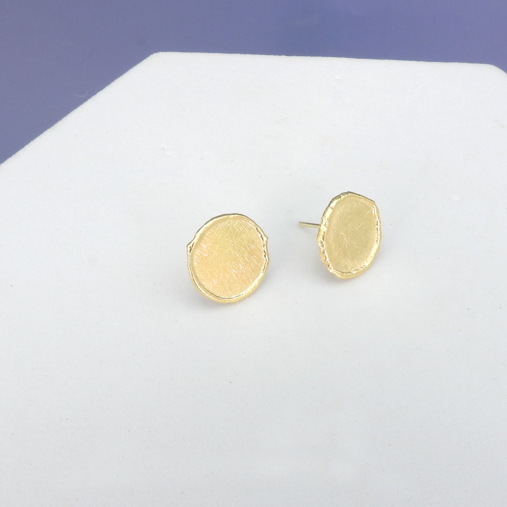 18KT Plated Disc Stud Earrings