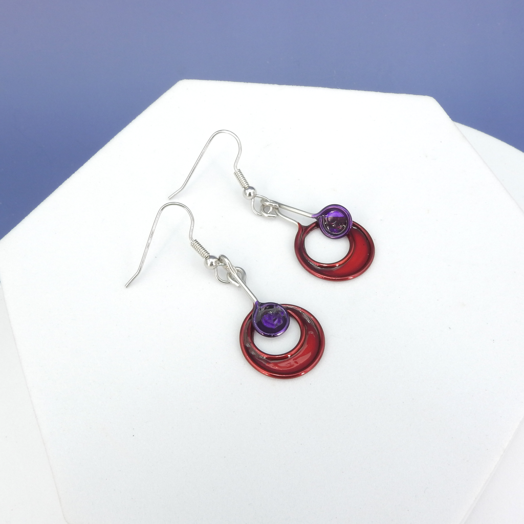 Stainless Steel Red Kinetic Earrings