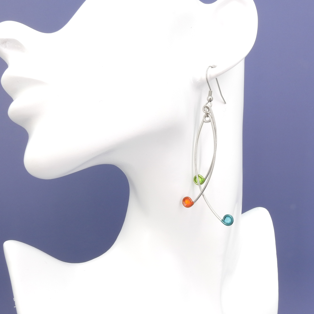 Stainless and Resin Kinetic Dangle Earrings