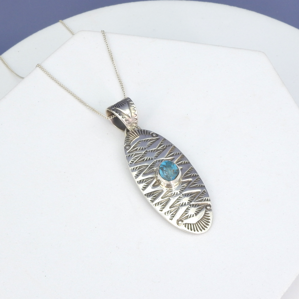 Sterling Silver Navajo Pendant w/ Turquoise Center