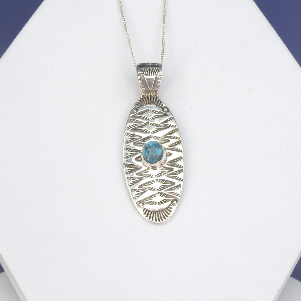 Sterling Silver Navajo Pendant w/ Turquoise Center