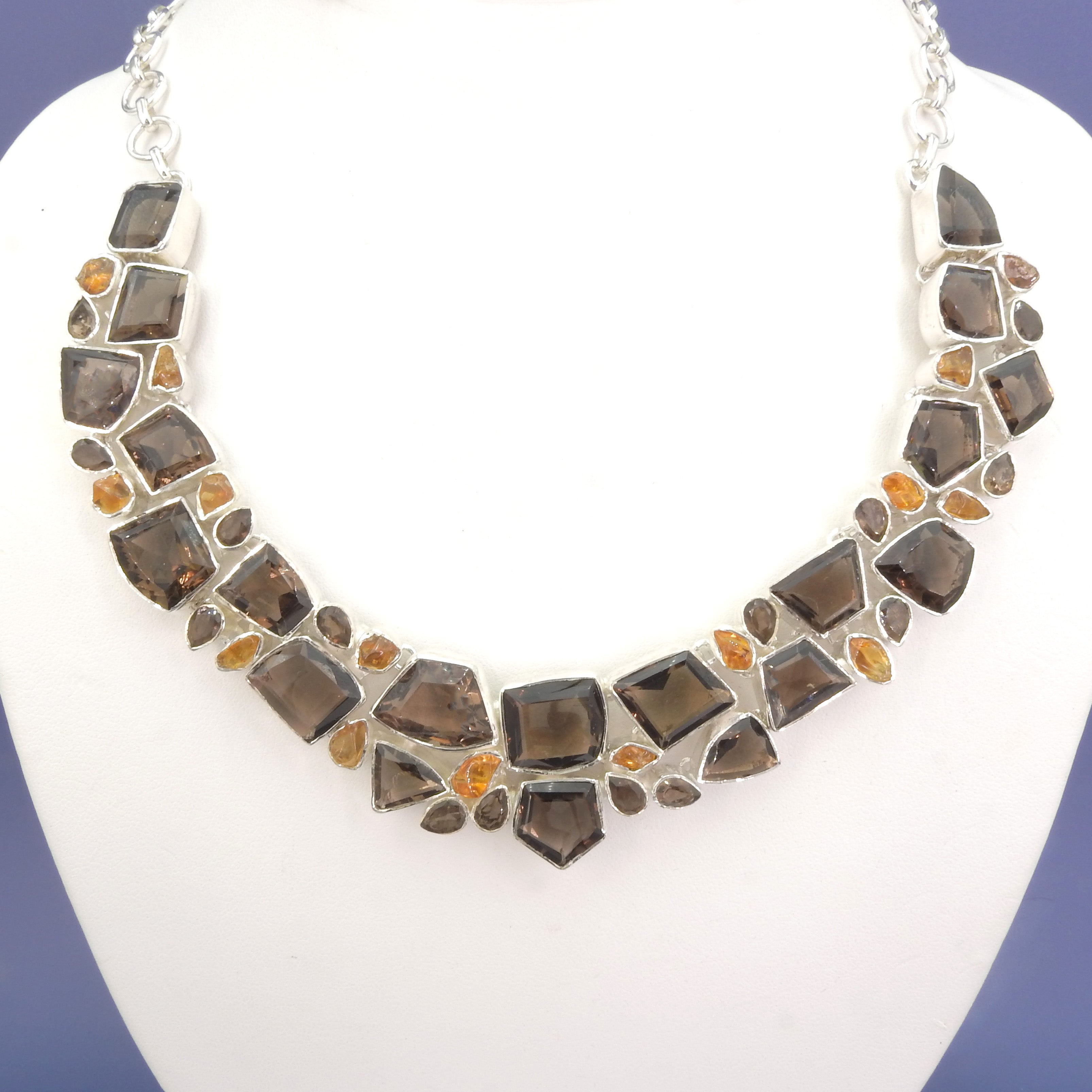 Outlets Sterling Silver Smokey Quartz And Citrine Necklace