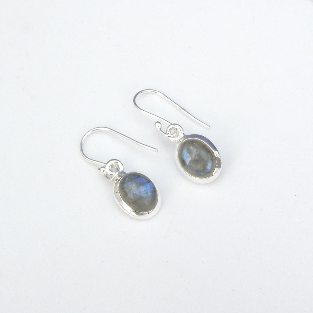 Sterling Silver Small Oval Labradorite Earrings