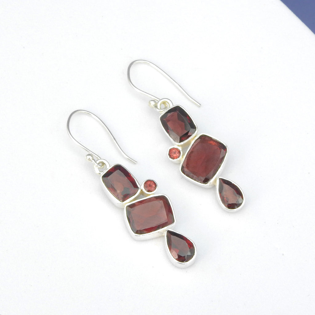 Sterling Silver Garnet Earrings