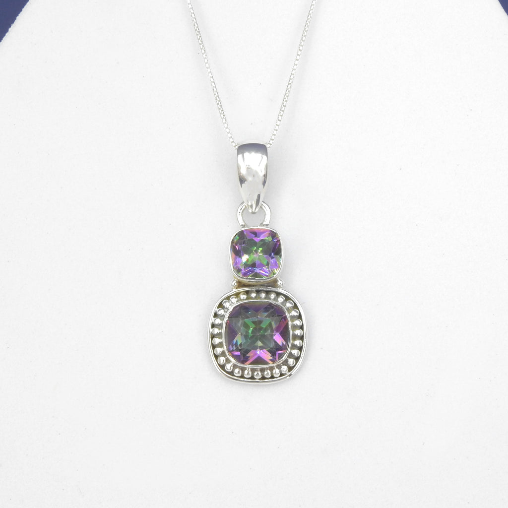 Sterling Silver Double Mystic Topaz Pendant