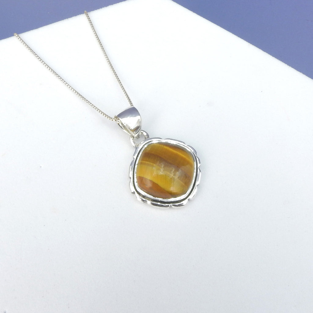 Sterling Silver Square Tiger Eye Pendant