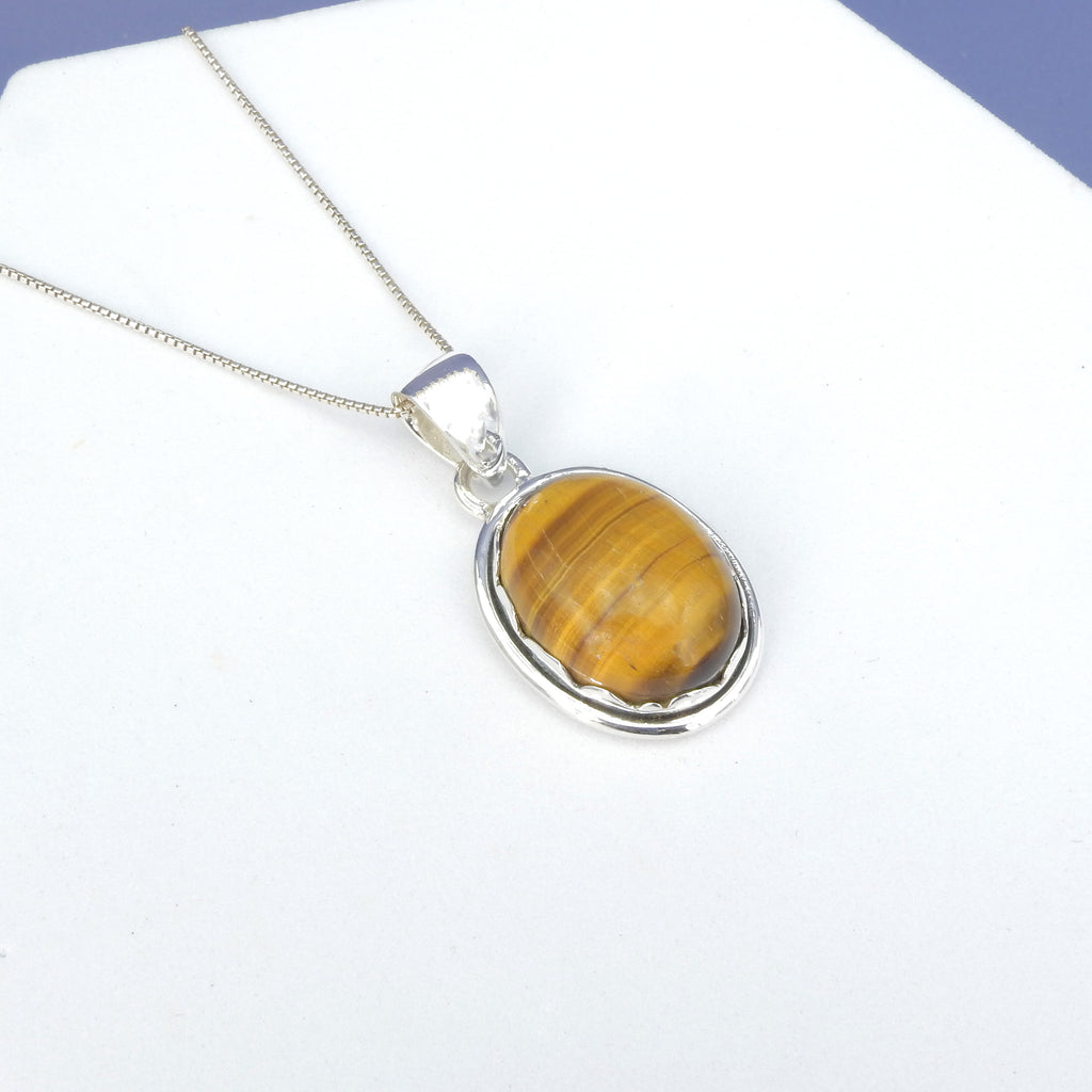 Sterling Silver Oval Tiger Eye Pendant