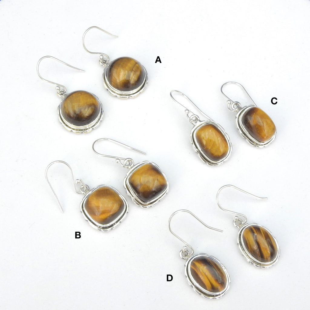 Sterling Silver Tiger Eye Earrings