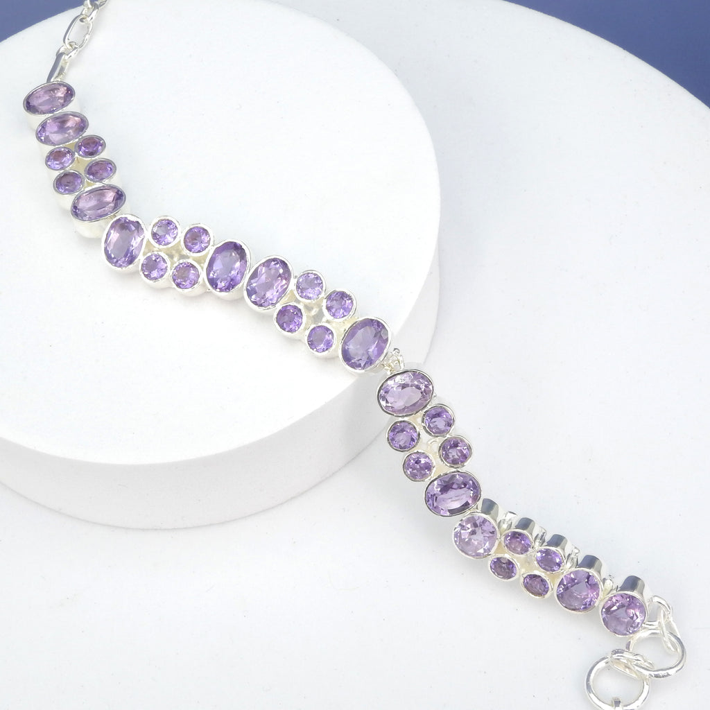 Sterling Silver Amethyst Statement Bracelet