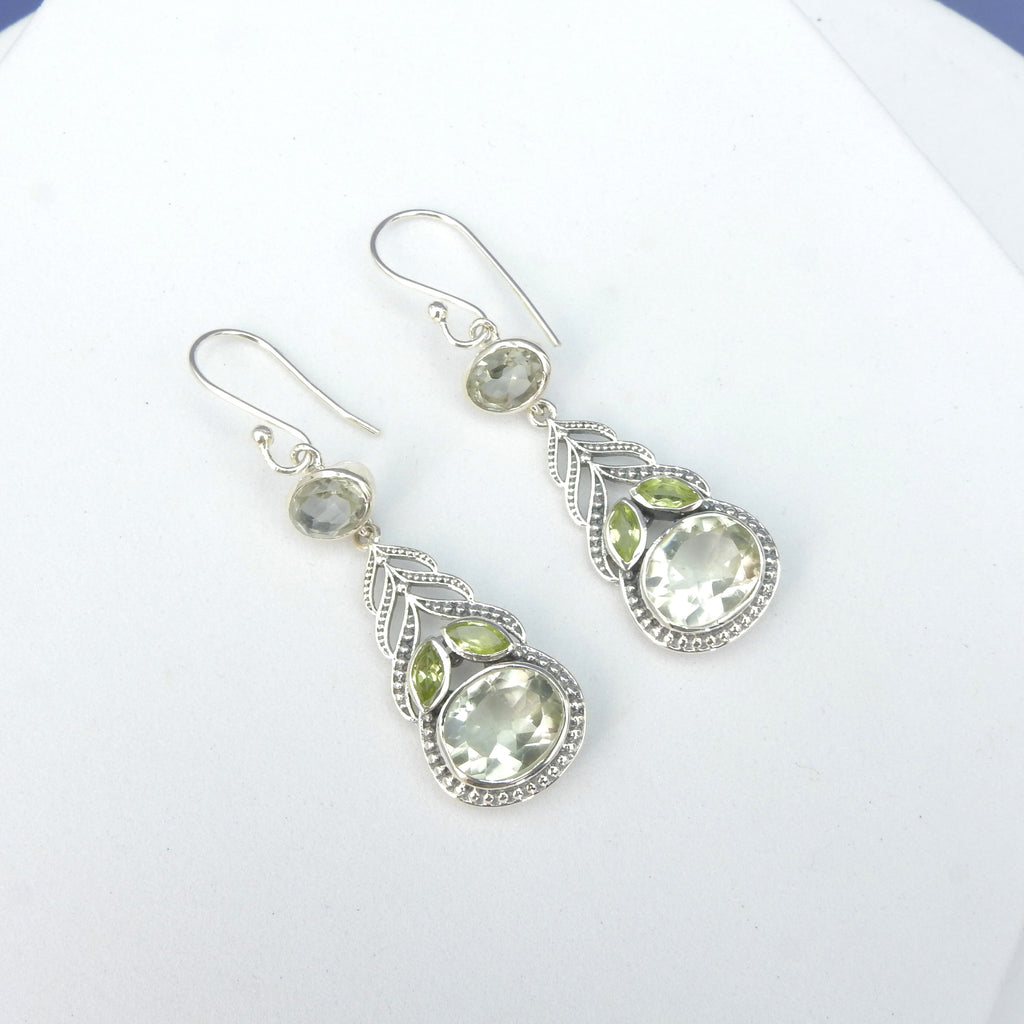 Sterling Silver Green Amethyst & Peridot Earrings