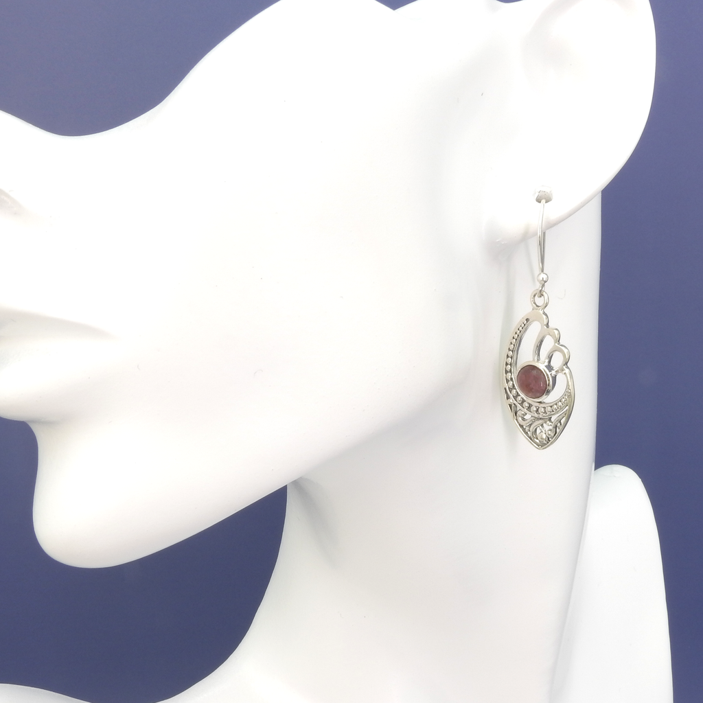 Sterling Silver Pink Tourmaline Filigree Earrings