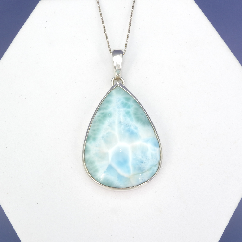 Sterling Silver Large Larimar Pendant