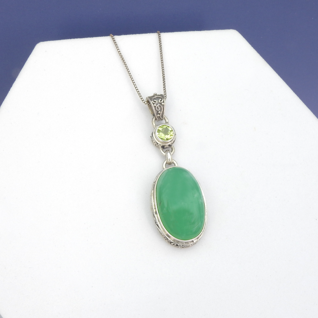Sterling Silver Chrysoprase & Peridot Pendant