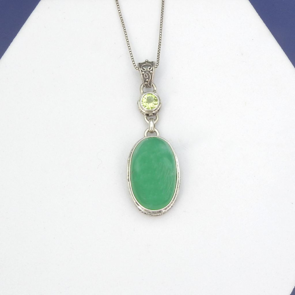 Sterling Silver Chrysoprase & Peridot Pendant