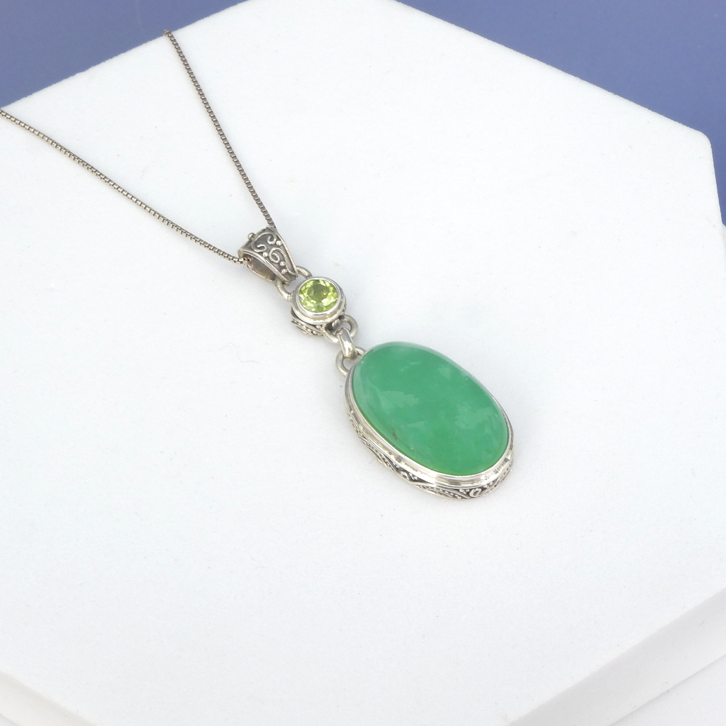 Sterling Silver Chrysoprase & Peridot Pendant
