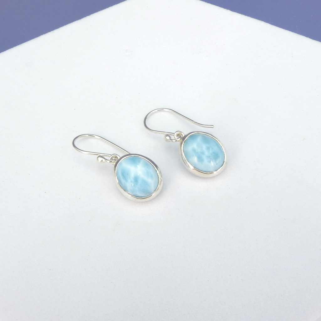 Sterling Silver Small Larimar Earrings