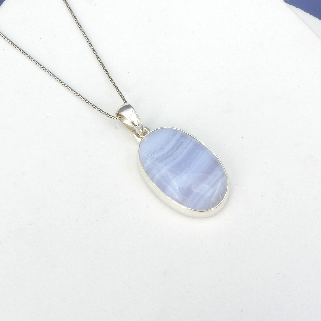 Sterling Silver Blue Lace Agate Pendant