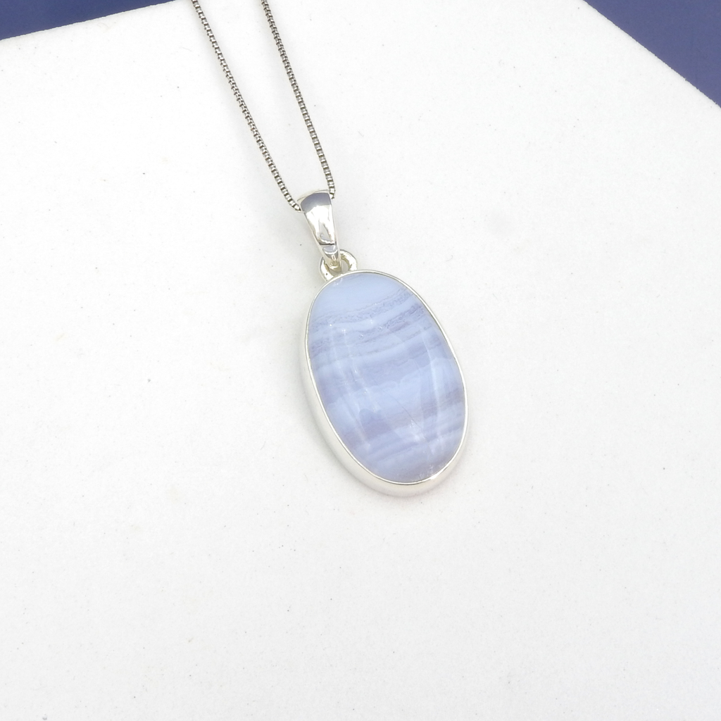 Sterling Silver Blue Lace Agate Pendant