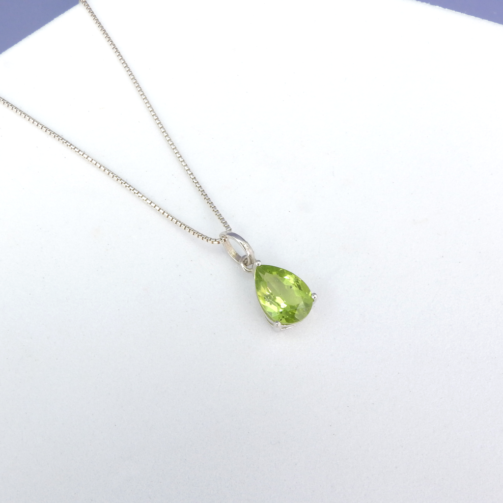 Sterling Silver Dainty Peridot Pendant