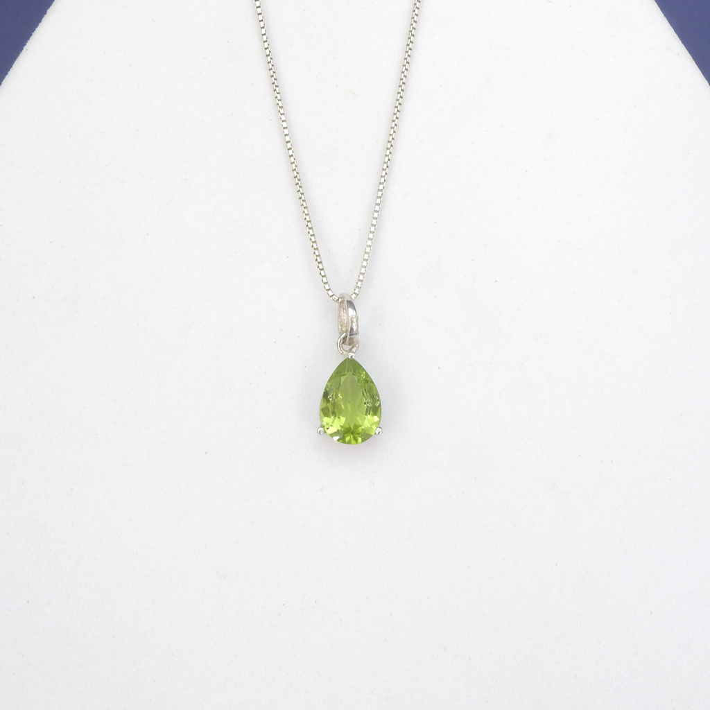 Sterling Silver Dainty Peridot Pendant