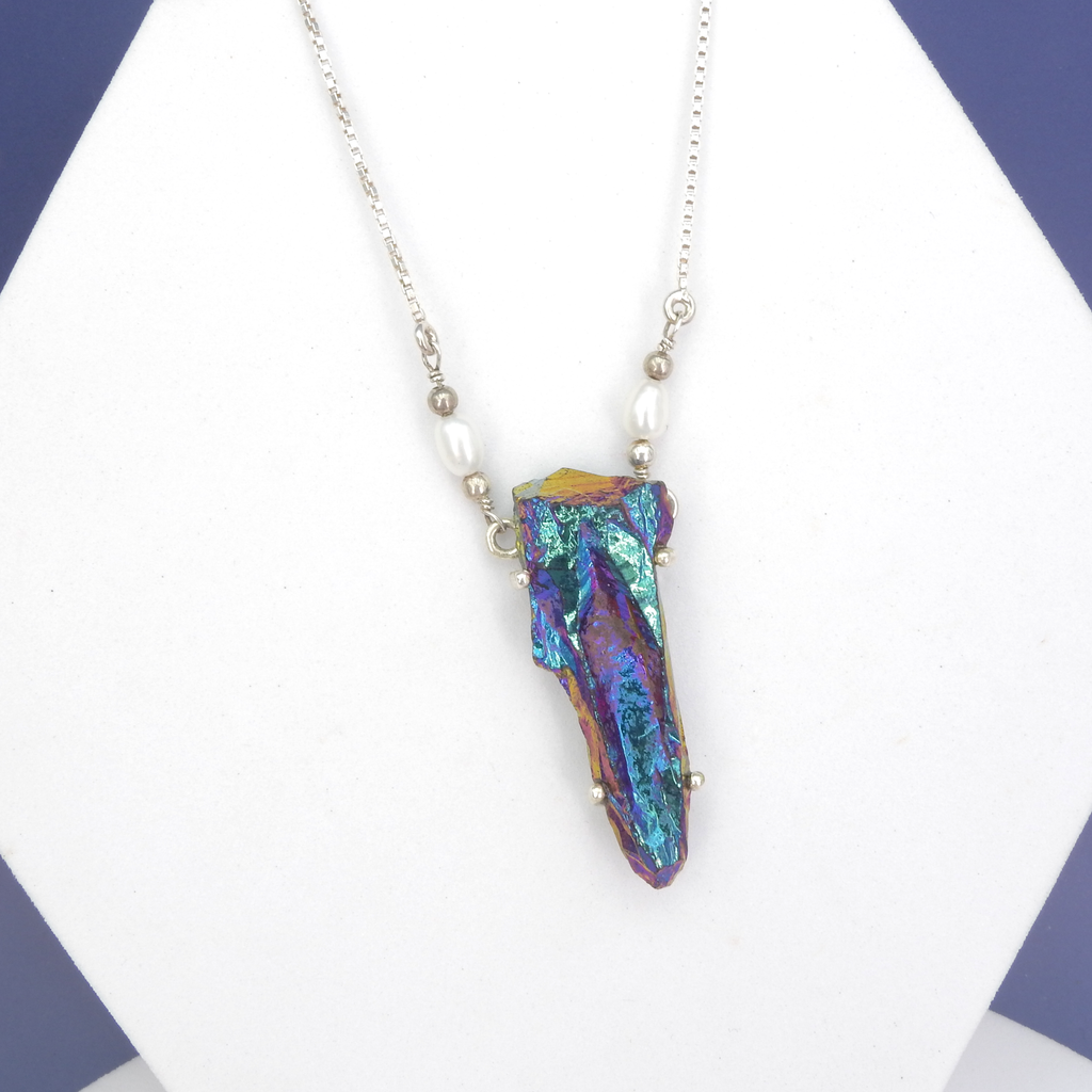 Sterling Silver Aqua Aura Quartz Necklace