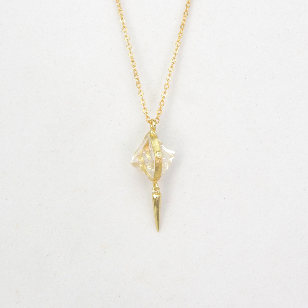 Sterling Silver Gold Vermeil Herkimer & Diamond Accent Necklace