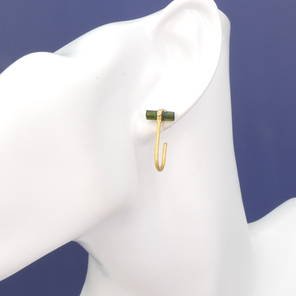 Sterling Silver Gold Vermeil Tourmaline & Diamond Accent Hoop Earrings