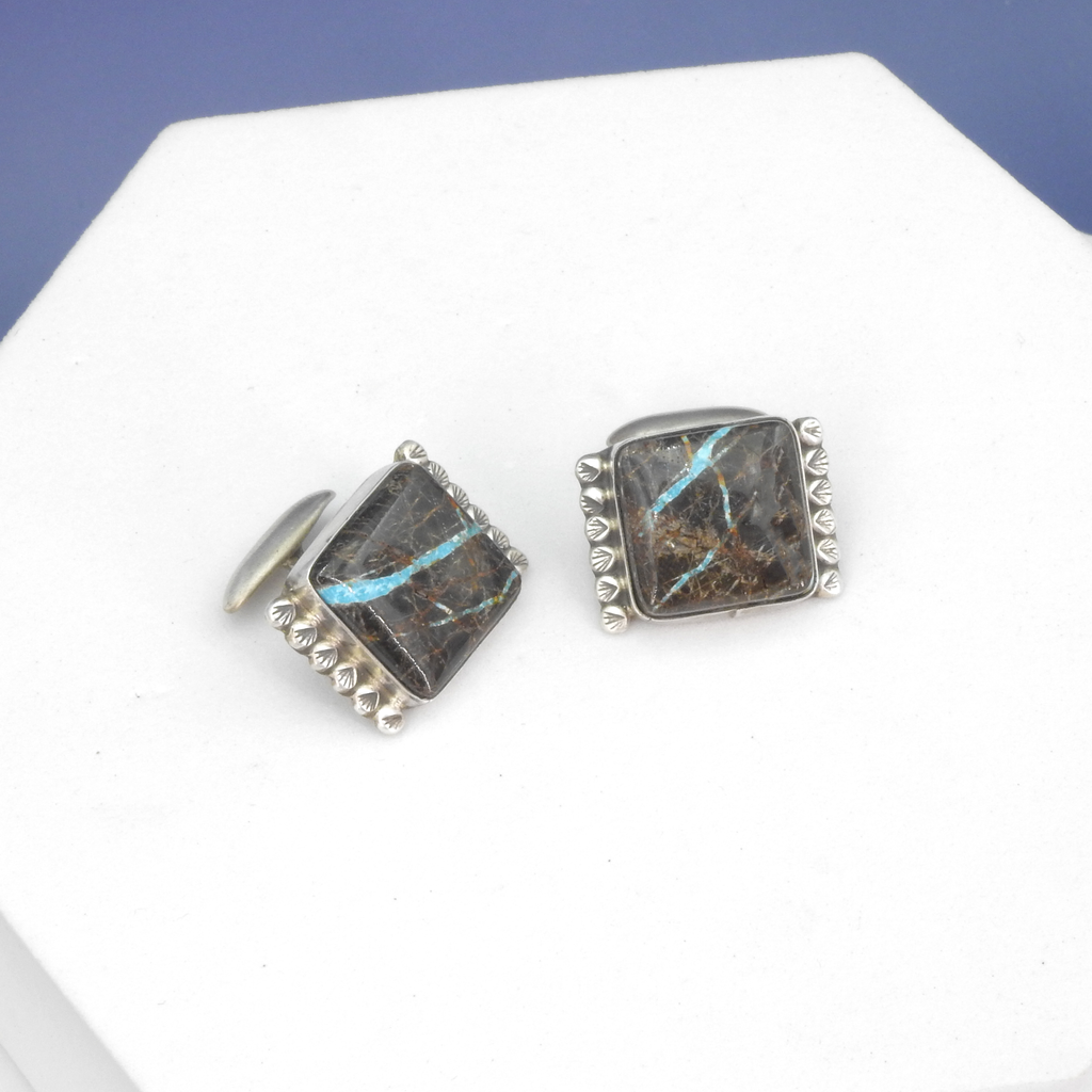 Sterling Silver Thunderbird Turquoise Cufflinks