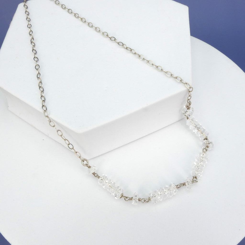 Sterling Silver Herkimer Diamond Cluster Necklace