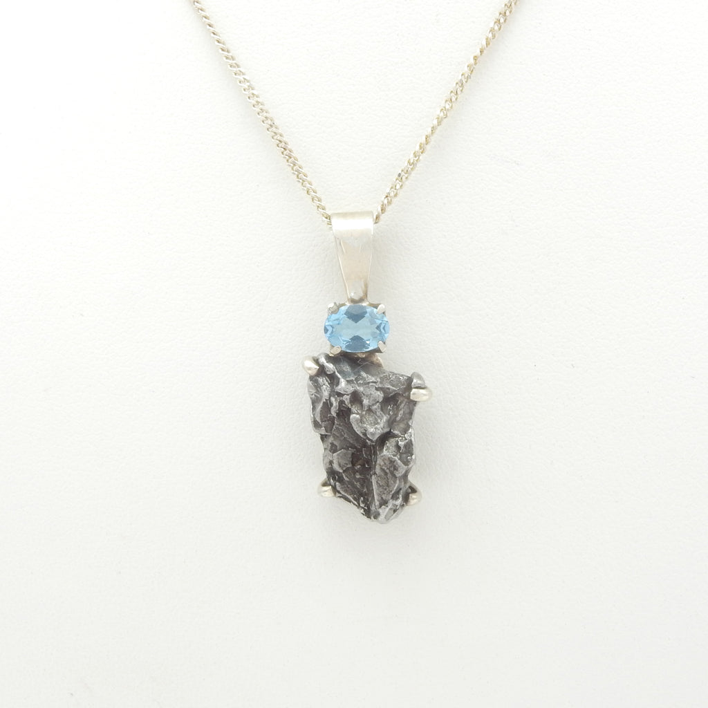 Sterling Silver Meteorite & Blue Topaz Pendant