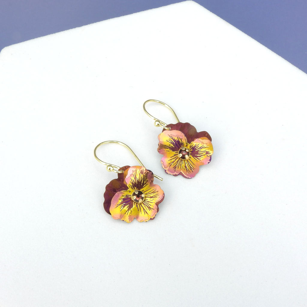 Burgundy Pansy Earrings