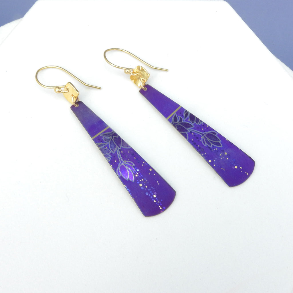 Long Etched Metal Earrings