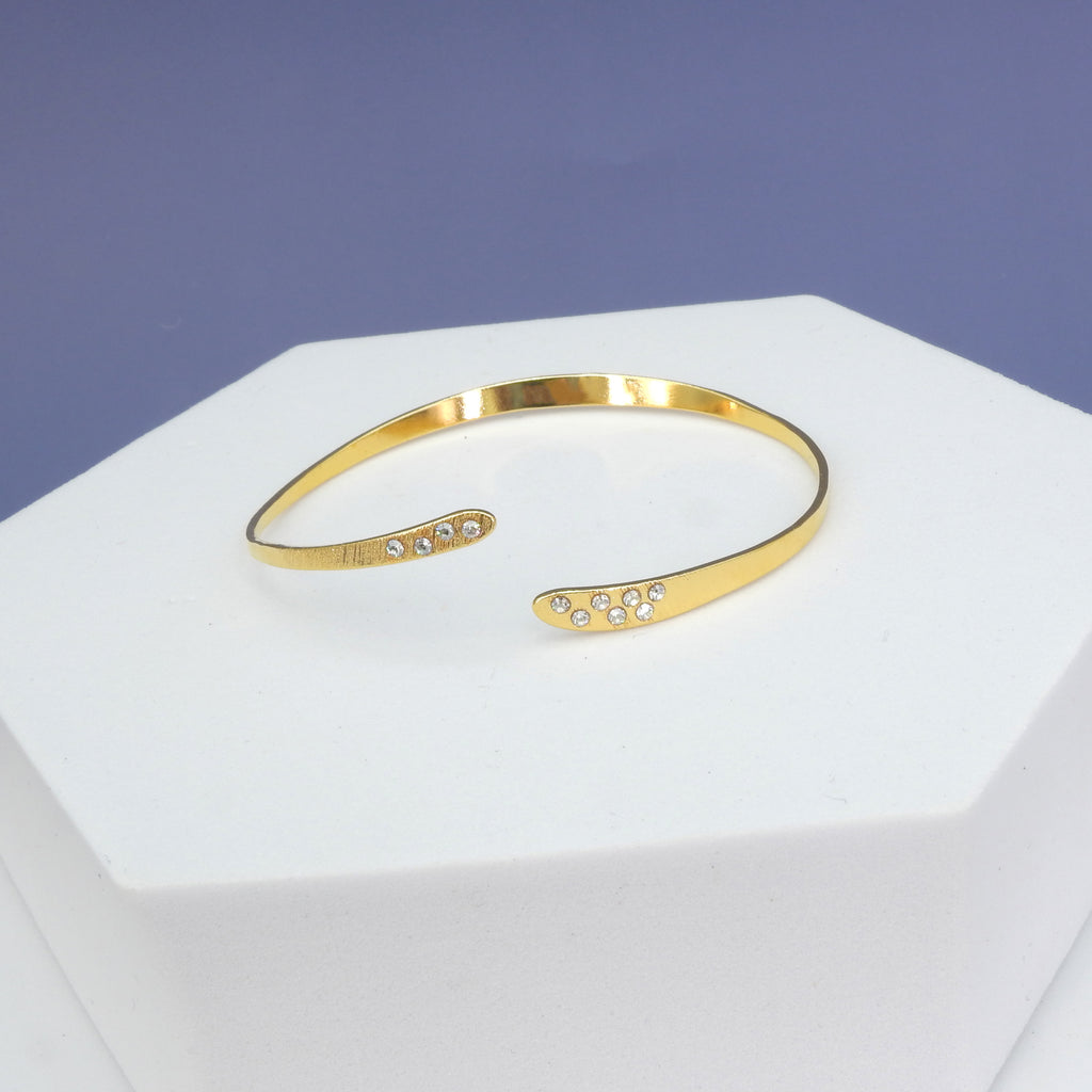 Etched Gold & Crystal Cuff Bracelet