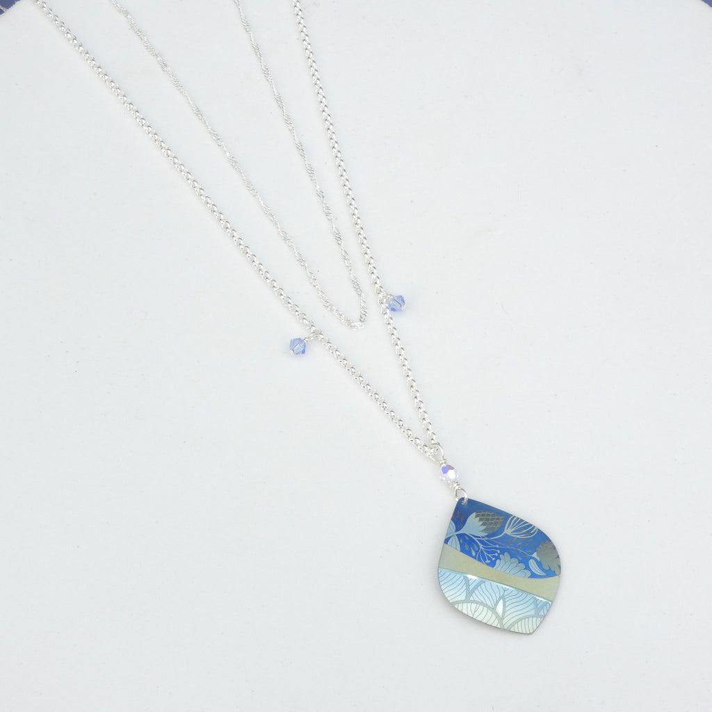 Decorative Blue Metal Double Chain Necklace