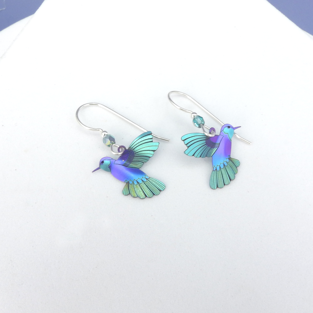 Vibrant Metal Hummingbird Earrings