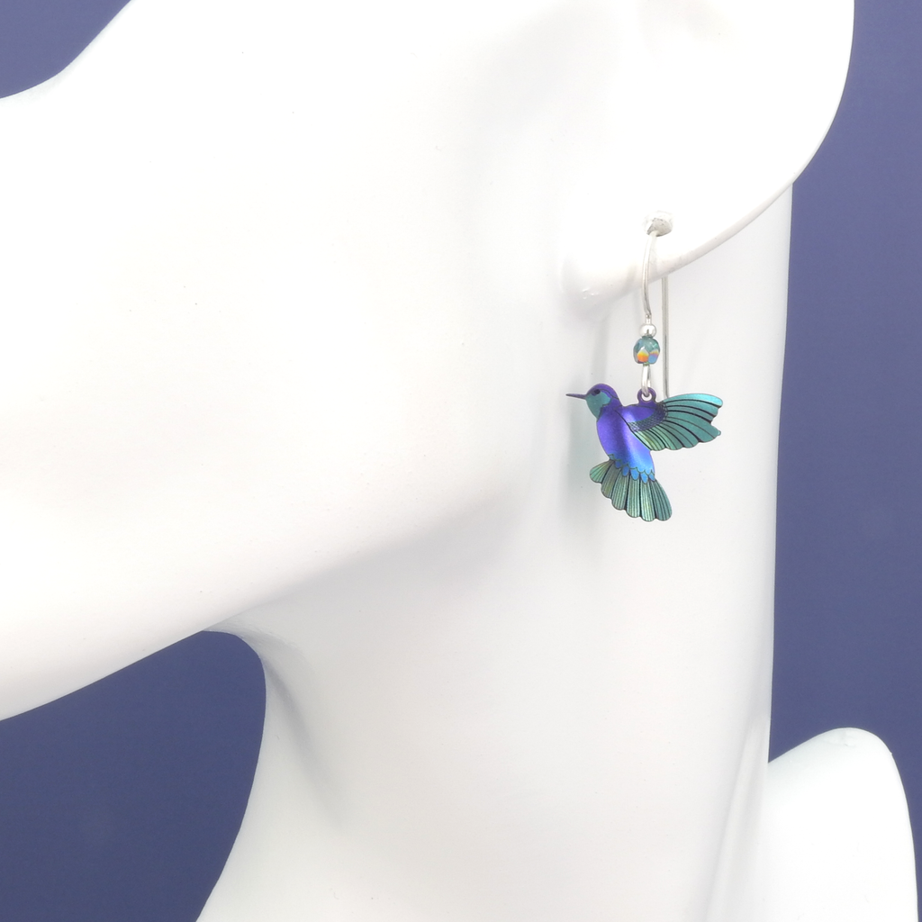 Vibrant Metal Hummingbird Earrings