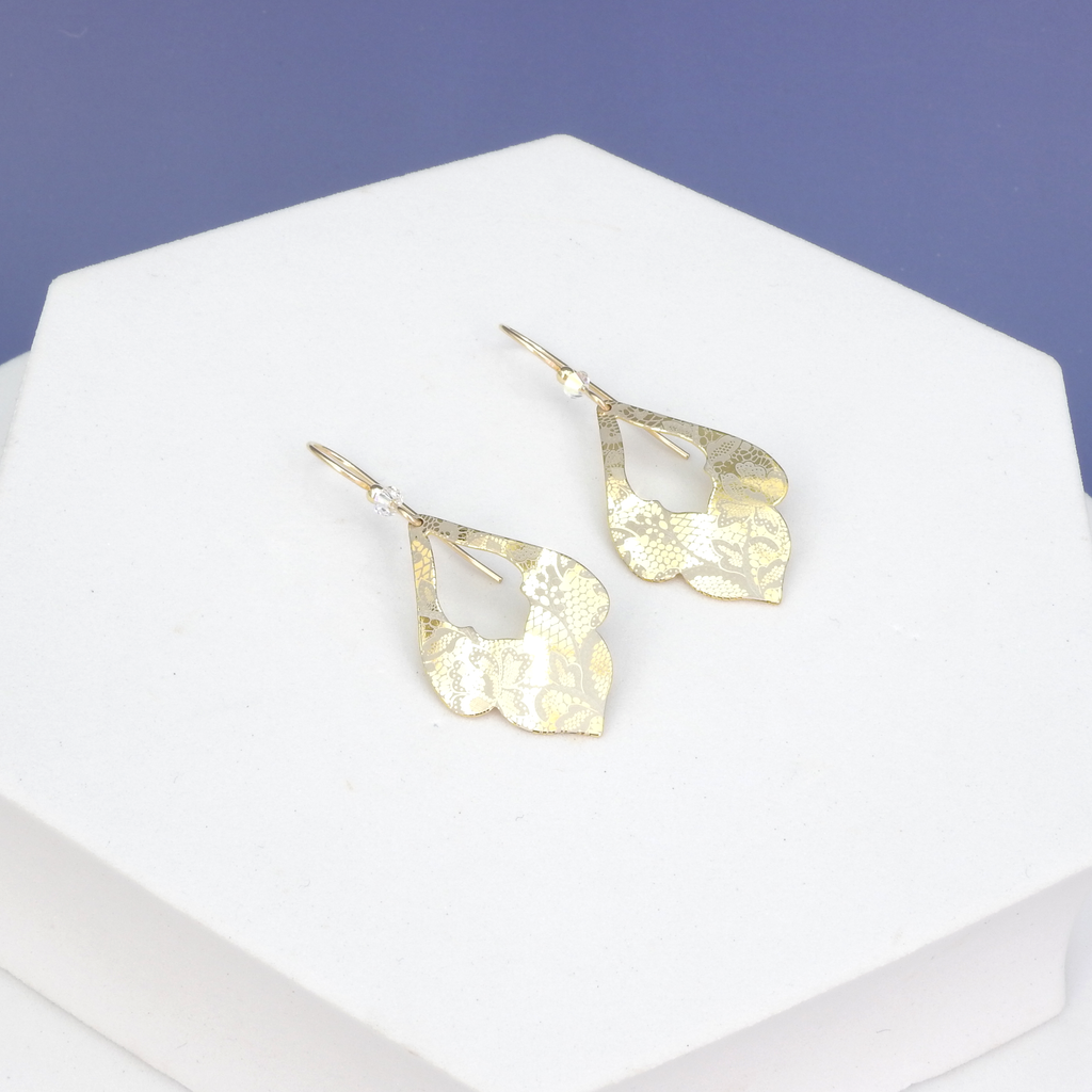 Elegant Gold Metal Etched Earrings