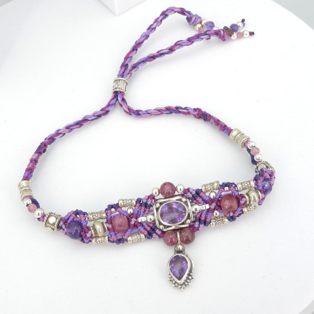 Sterling Silver Isha Elafi Amethyst Nomadic Knotwork Anklet