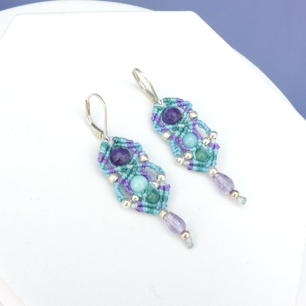 Sterling Silver Isha Elafi Nomadic Knotwork Amethyst Earrings