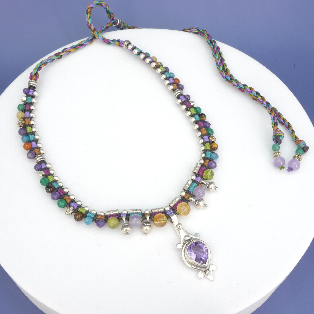 Sterling Silver Isha Elafi Amethyst Nomadic Knotwork Necklace
